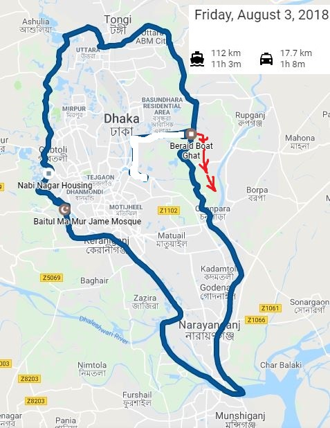 নদীপথে ঢাকা ঘিরে ১১২ কিলোমিটার